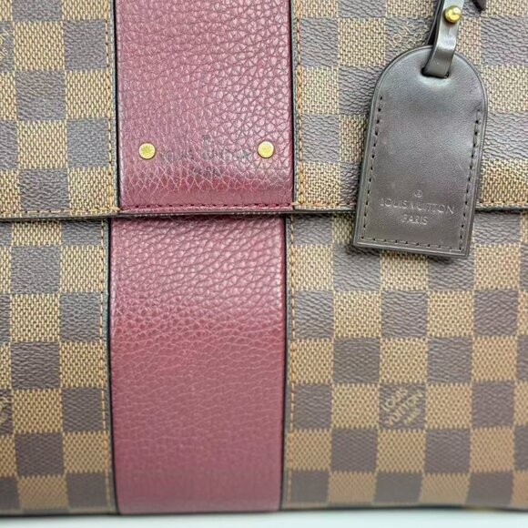 Louis Vuitton Damier Ebene Shoulder Bag with Purple Accents and Adjustable Strap - Picture 9 of 10
